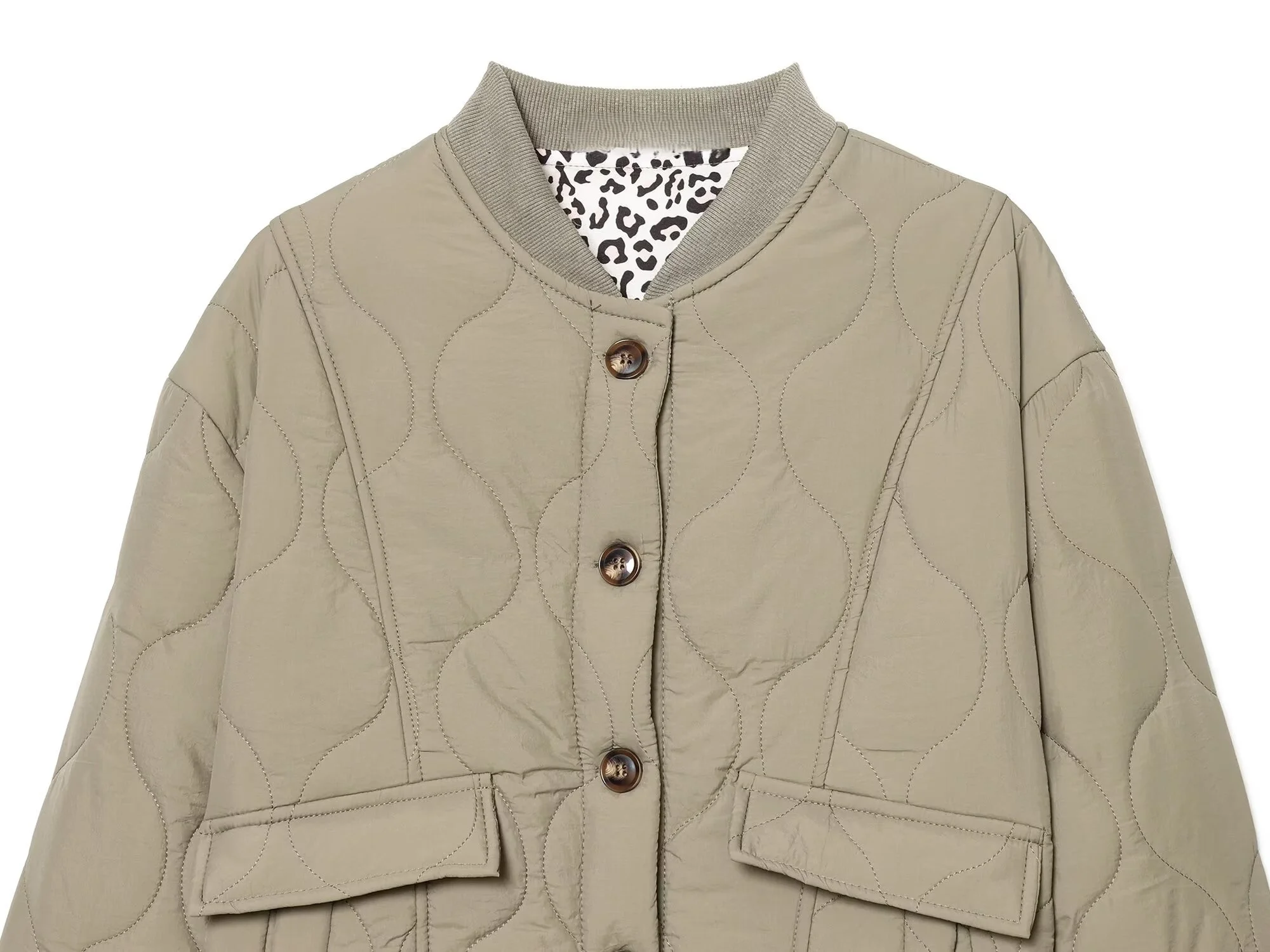 2025 شتاء جديد المرأة عارضة أزياء بسيطة الرجعية تنوعا الوقوف الياقة طويلة الأكمام سترة قطن قصيرة #4