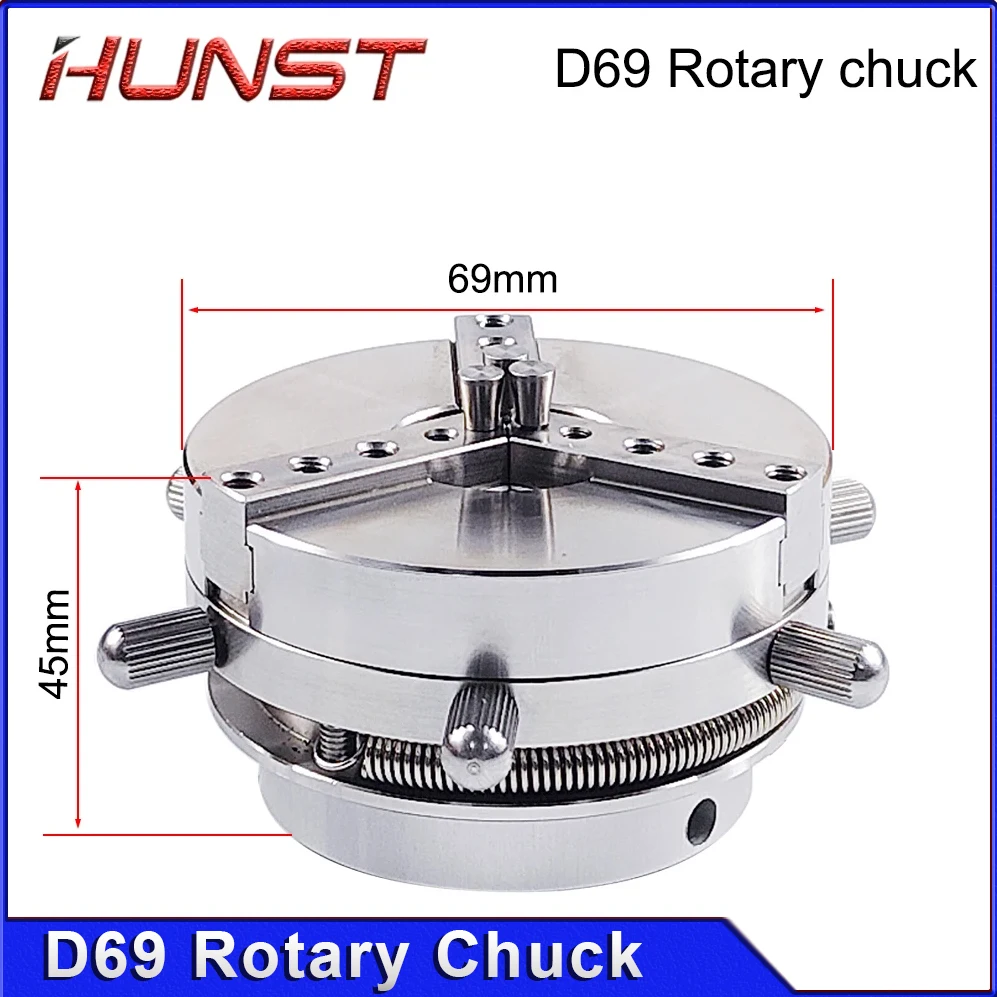 Hunst D69 Auto Lock Rotary Attachment CNC Router Laser Marking Machine Rotary Axis Chuck for Ring Bracelet Jewelry Engraving.