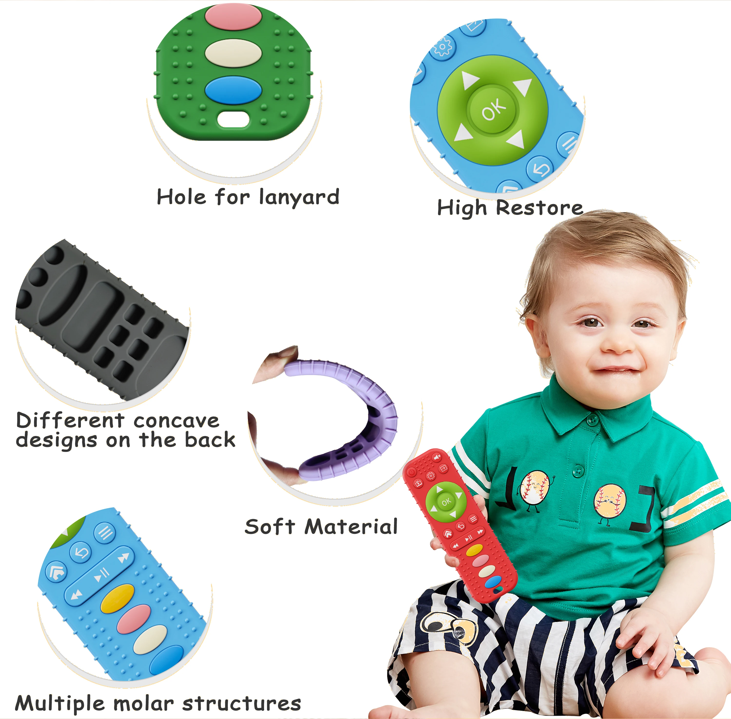 Силиконовый прорезыватель с дистанционным управлением без BPA для младенцев 0+, жевательная силиконовая игрушка с дистанционным управлением для младенцев, интерактивная игрушка для прорезывания зубов