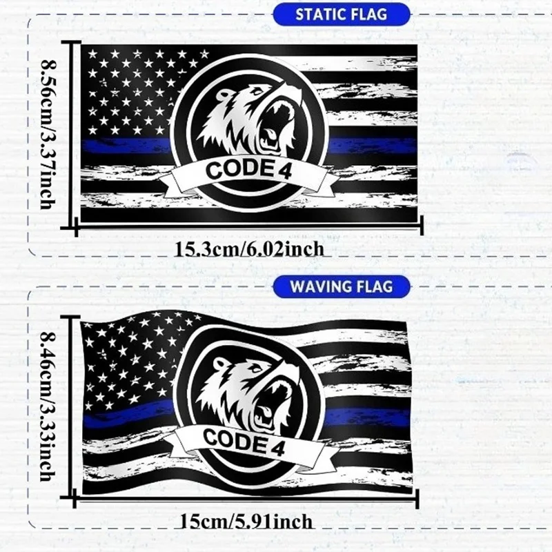 4PCS Thin Blue Line Code 4 American Flag Motorcycle Stickers Police Support Vinyl Decals for Cars Trucks Windows Bumper and More