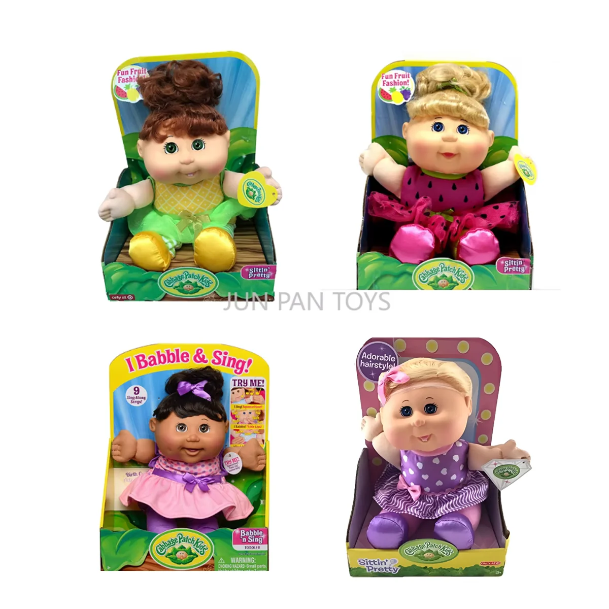 Parche de repollo para niños Sittin' Pretty Babble 'n Sing, moda de fruta divertida para niños pequeños, 9 canciones que canzan a lo largo de canciones, muñeca suave, juguete de cumpleaños para niña, 1 ud.