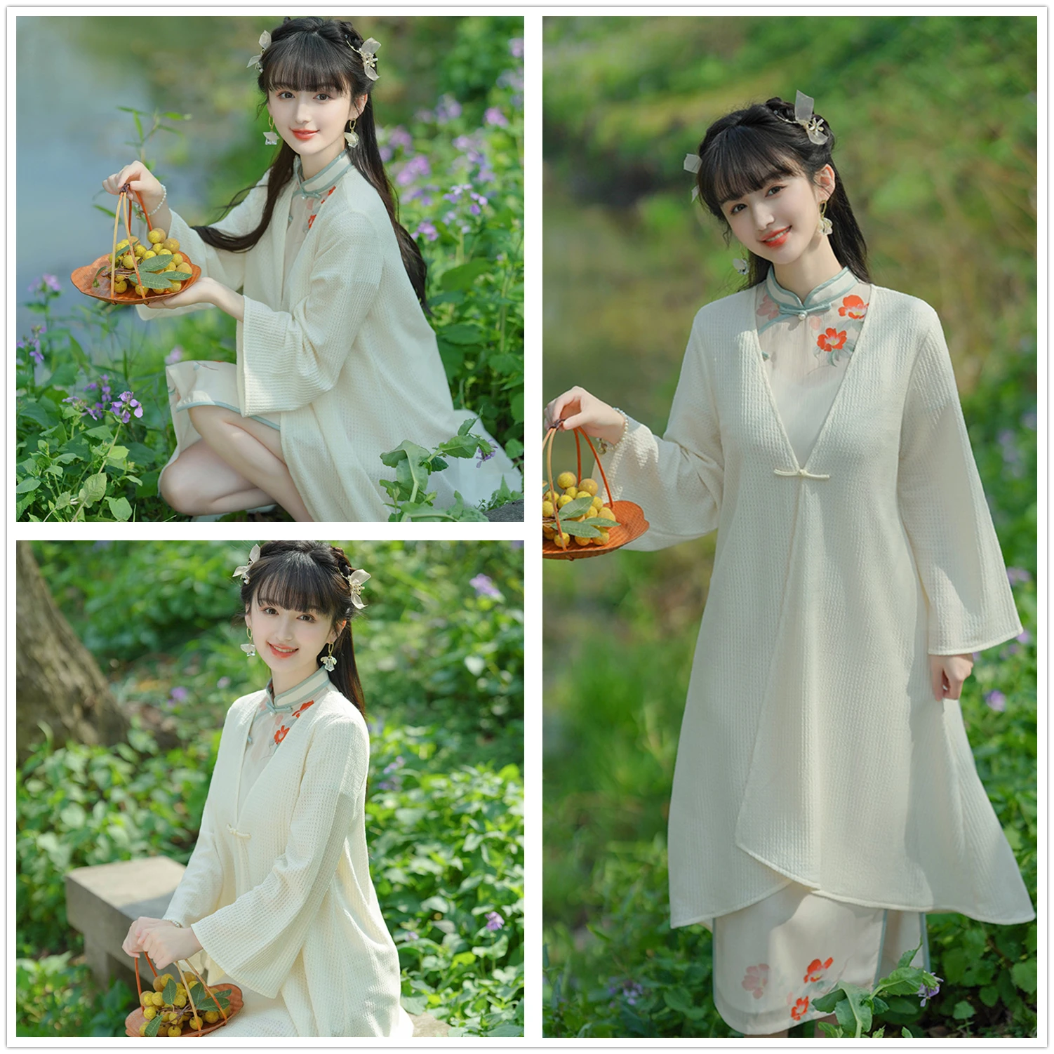 

2024 Modern Chinese Traditional Clothes Womens Long Knitted Cardigan Kimono Hanfu Girls Jacket Matching Qipao Coat