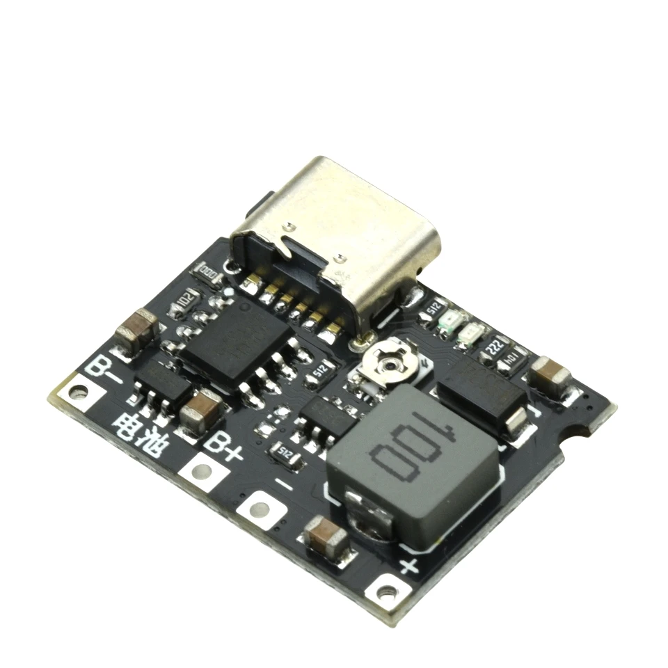 Step Up Boost Module 18650 Bateria de Lítio Placa de Carregamento e Descarga, Tipo-C DC Booster Converter Module, 3.7V a 9V, 5V, 2A