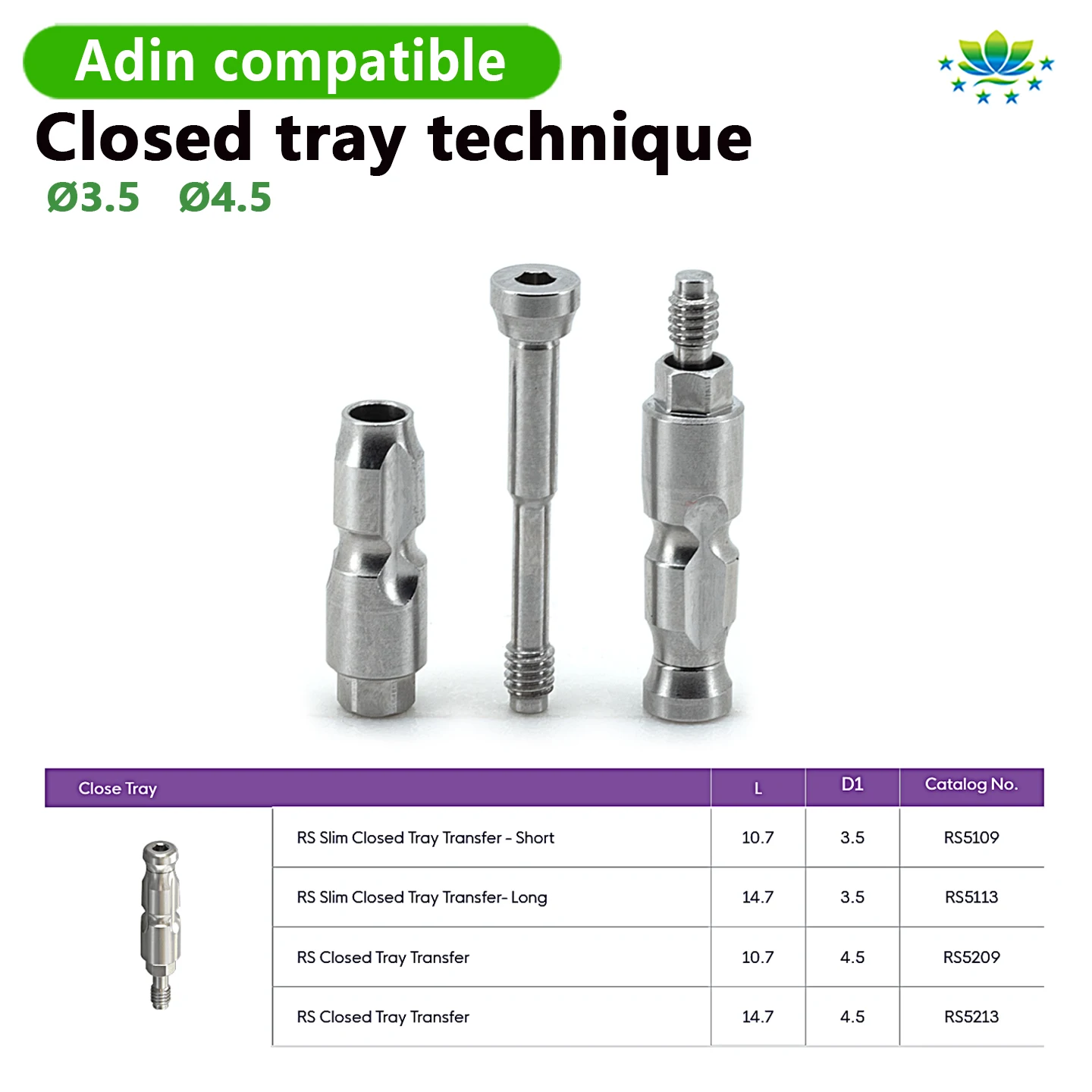 Stainless Steel Impression Coping Compatible with Adin Close Transfer Oral Care Prosthetics Restoration Parts Factory OEM ODM