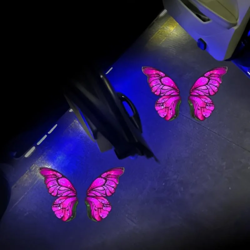 【CMO】2pcs Butterfly Door Light Logo LED Projector Car Door Step Courtesy Welcome Lights Cute Pattern Girl Projection Light