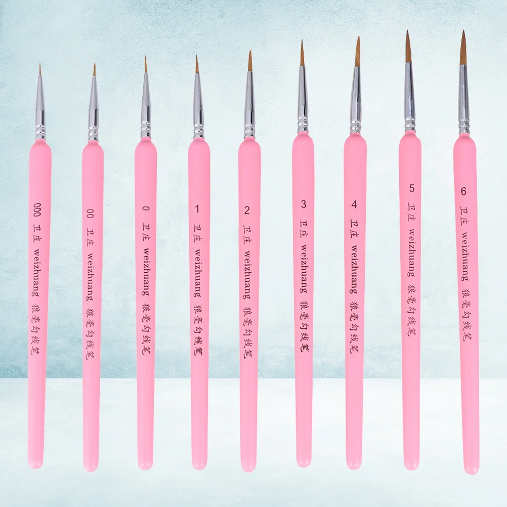 

9 Pcs Pencil Watercolor Paint Brushes for Adults Fine Detail Gouache Wooden Tip