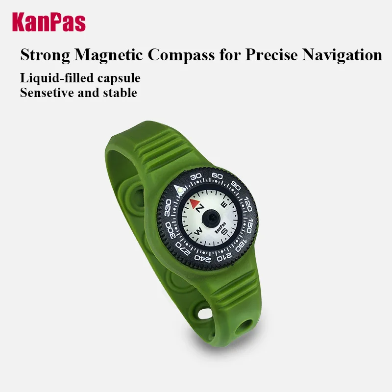KanPas Wristband Compass, Luminous Mini Waterproof Compass with Bezel, Hiking, Camping, Tactical, EDC and Outdoor Gear, Si-18BR