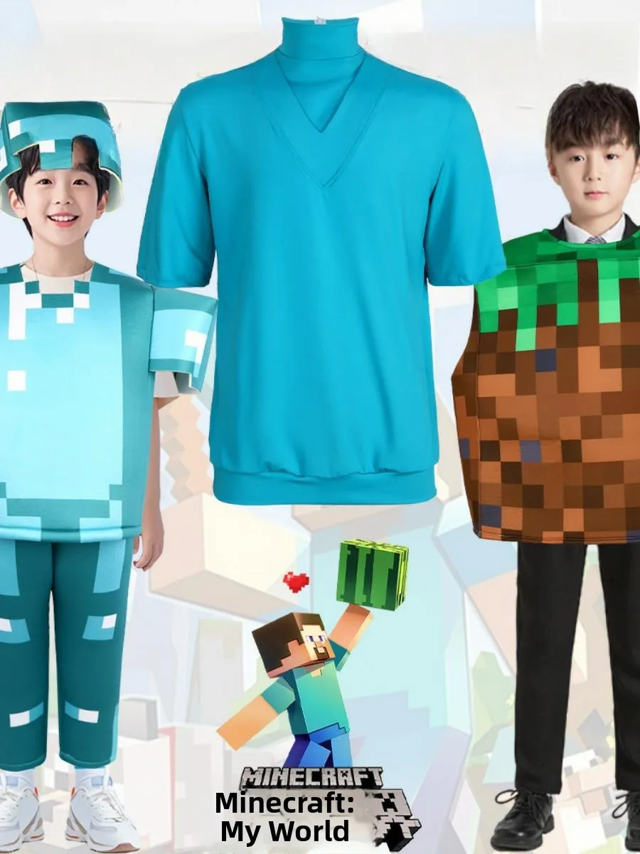 할로윈 의상 스티브 코스프레 반팔 실제 인물 무대 공연 의류 월드 오브 워크래프트 폴리에스터 섬유