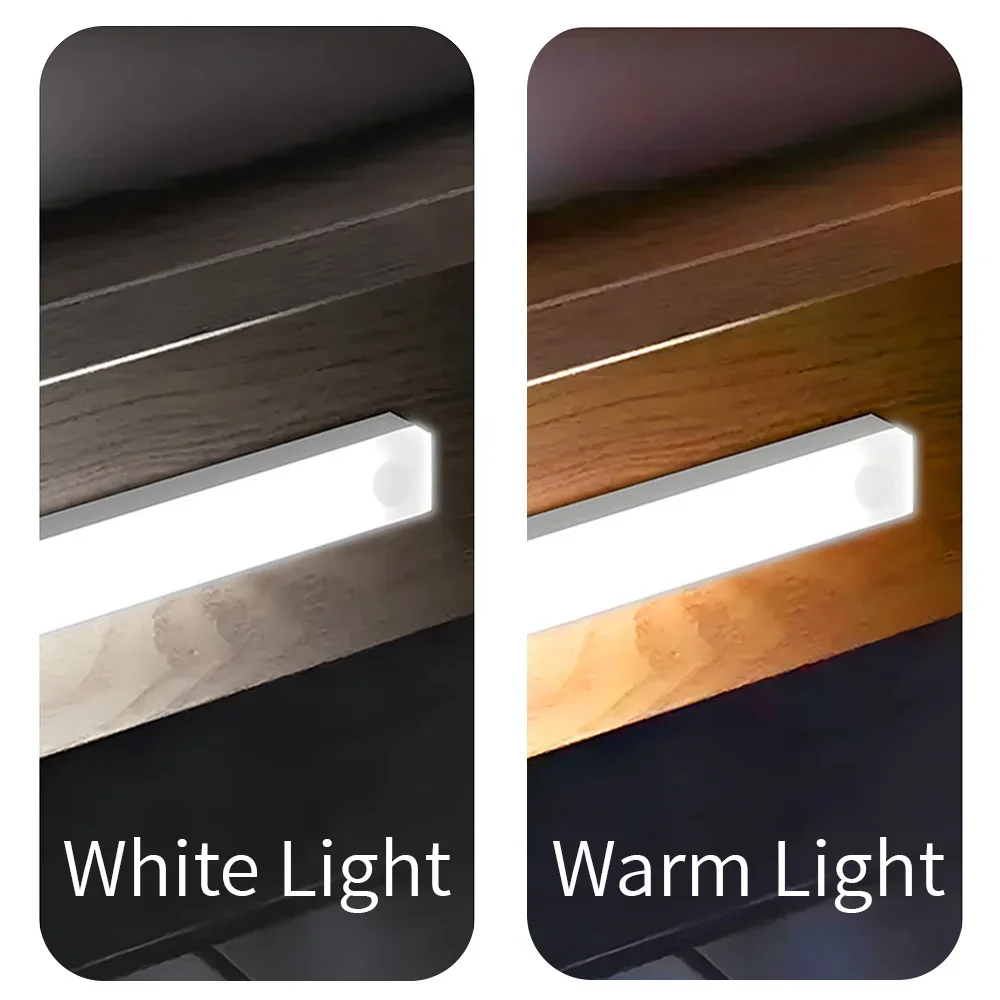 บันไดแบ็คไลท์สําหรับห้องครัว LED Motion Sensor Light ไร้สาย LED Night Light Type C ชาร์จตู้ตู้เสื้อผ้าโคมไฟ