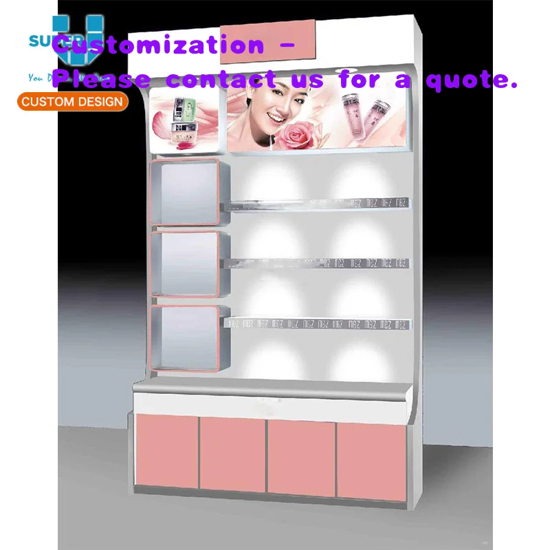 

custom.Luxury Custom Perfume Showcase Shelving Boutique Cosmetic Display Wall Cabinet with LED Lighting