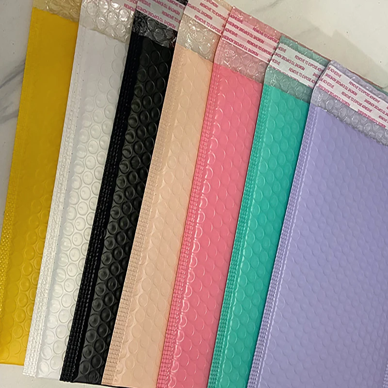Sky Blue Poly Bubble Mailers Self-Adhesive Tear Resistant Mailing Envelopes Multi Size E-commerce Packaging Bags-50Pcs view 5