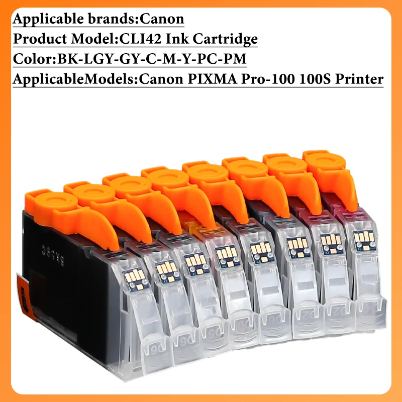 SET CLI-42 CLI42 Ink Cartridge With Chip Compatible For Canon PIXMA Pro-100 100S Printer Full Ink BK-C-M-Y-LC-LM-GY-LGY