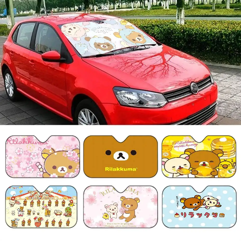 Cute Rilakkuma Windshield Sunshade Anime Cute Car Front Windshield 70x130cm Sun Visor Heat Reflector