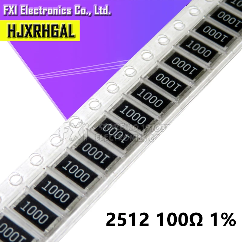 50 sztuk 2512 rezystor SMD 100 omów 1% 1W 100R 101 nowy oryginał