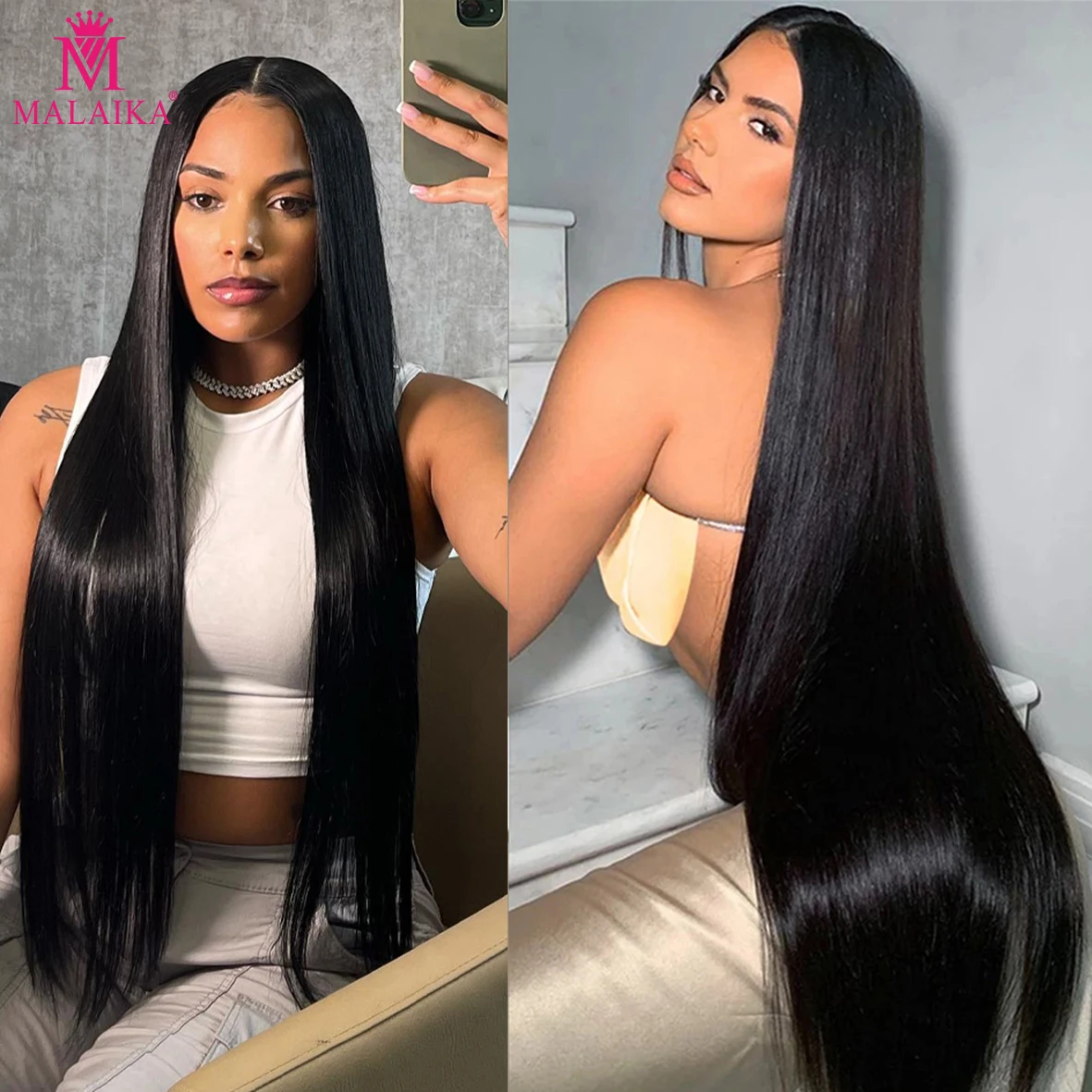 250 Density 40 48 Inches Straight Lace Front Human Wigs Hair 13x4 HD Lace Frontal Wig Pre Plucked Remy Hair For Black Women