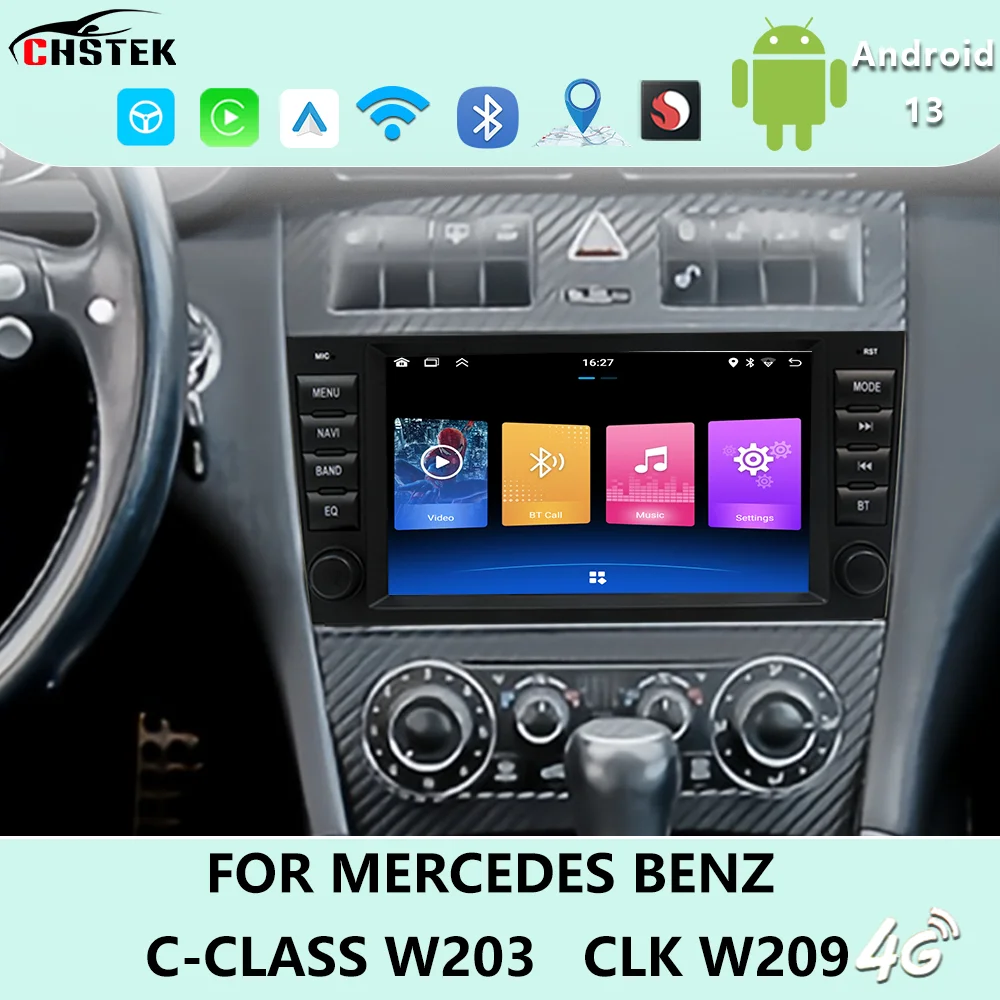 CHSTEK Touchscreen Multimedia For Mercedes Benz C-Class W203 CLK W209 2004-2007 CarPlay Stereo WiFi Bluetooth Video Player 2 Din