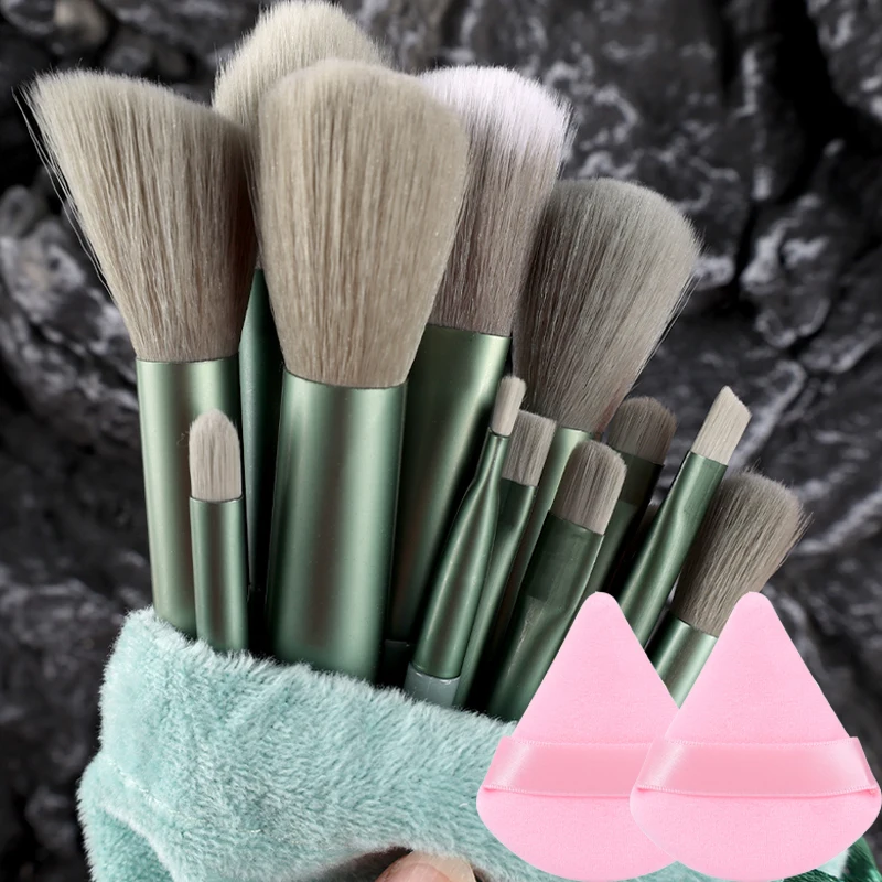 13 Stks/set Make-Up Borstel Met Power Puff Zachte Pluizige Poeder Foundation Contour Schaduw Make-Up Borstel Professionele Vrouwen Schoonheid Tool