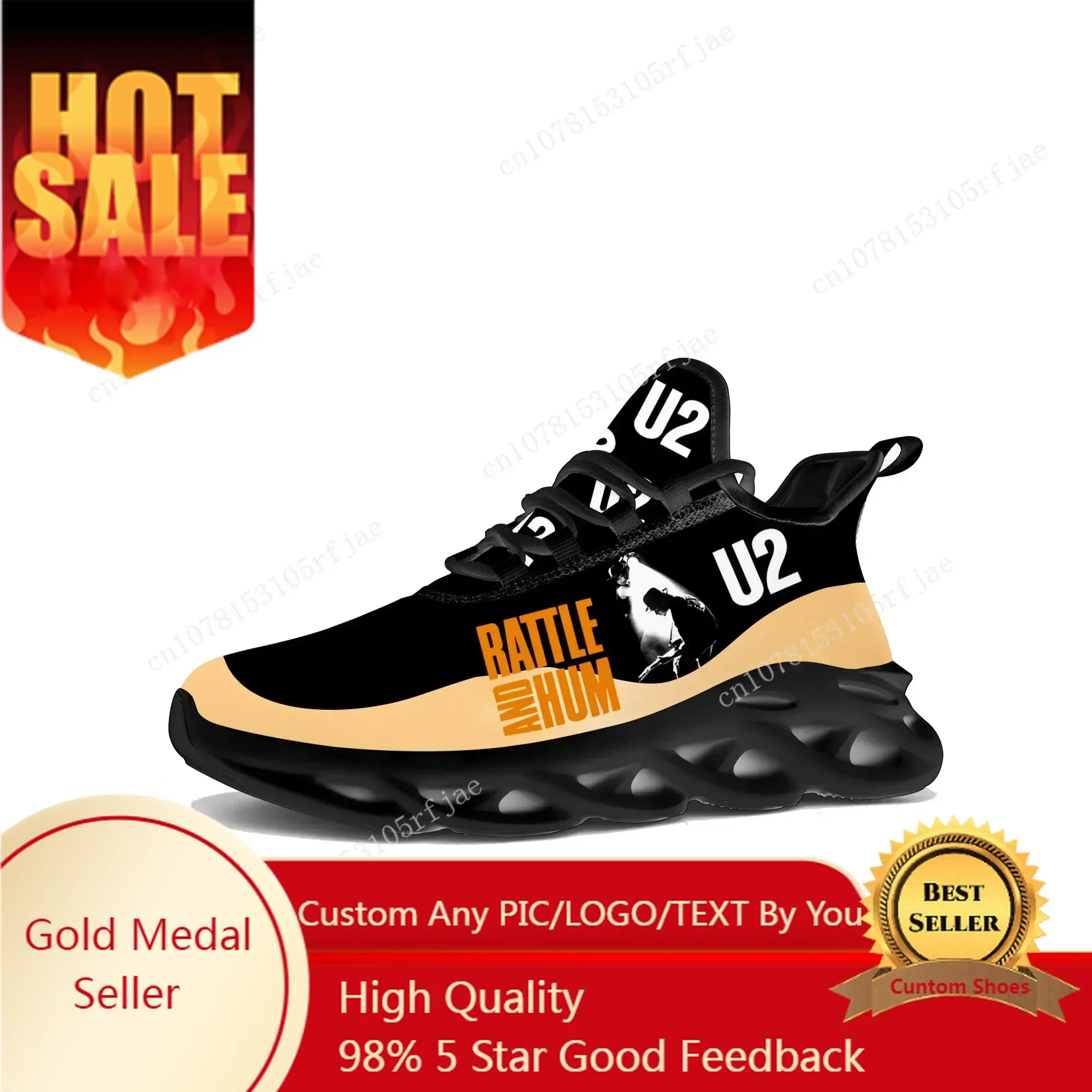 

U2 Rock Band Flats Sneakers Mens Womens Fashion Punk Sports Running Shoe Sneaker Lace Up Mesh Footwear Tailor-made Shoe Black