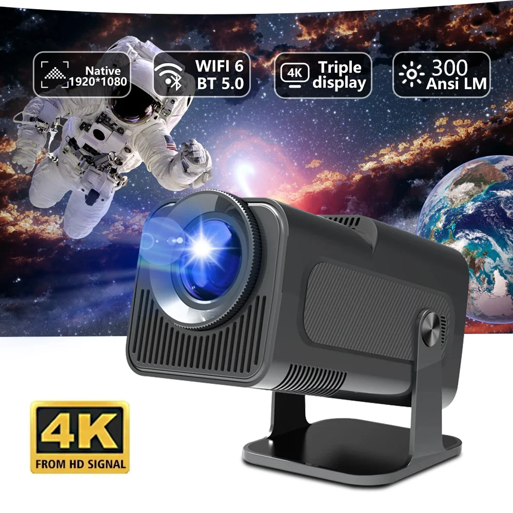 4K HY-320 Projector Android 11 Wifi6 300ANSI Allwinner H713 BT5.0 1920*1080P Home Cinema Office Outdoor Smart Portable Projector