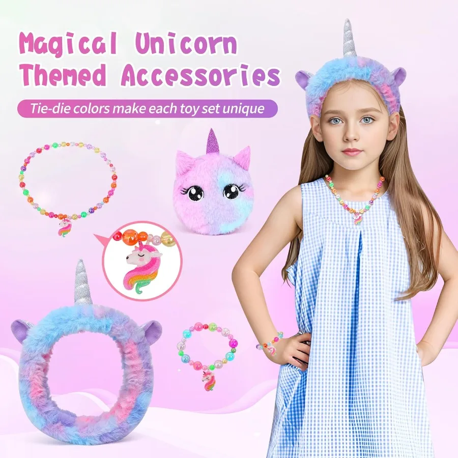 Cherry Tale Unicorn Toys Regali per ragazze 4-6 7 8 9 10 anni Regali di compleanno per ragazze Set con cuscino a stella illuminato Diario in peluche