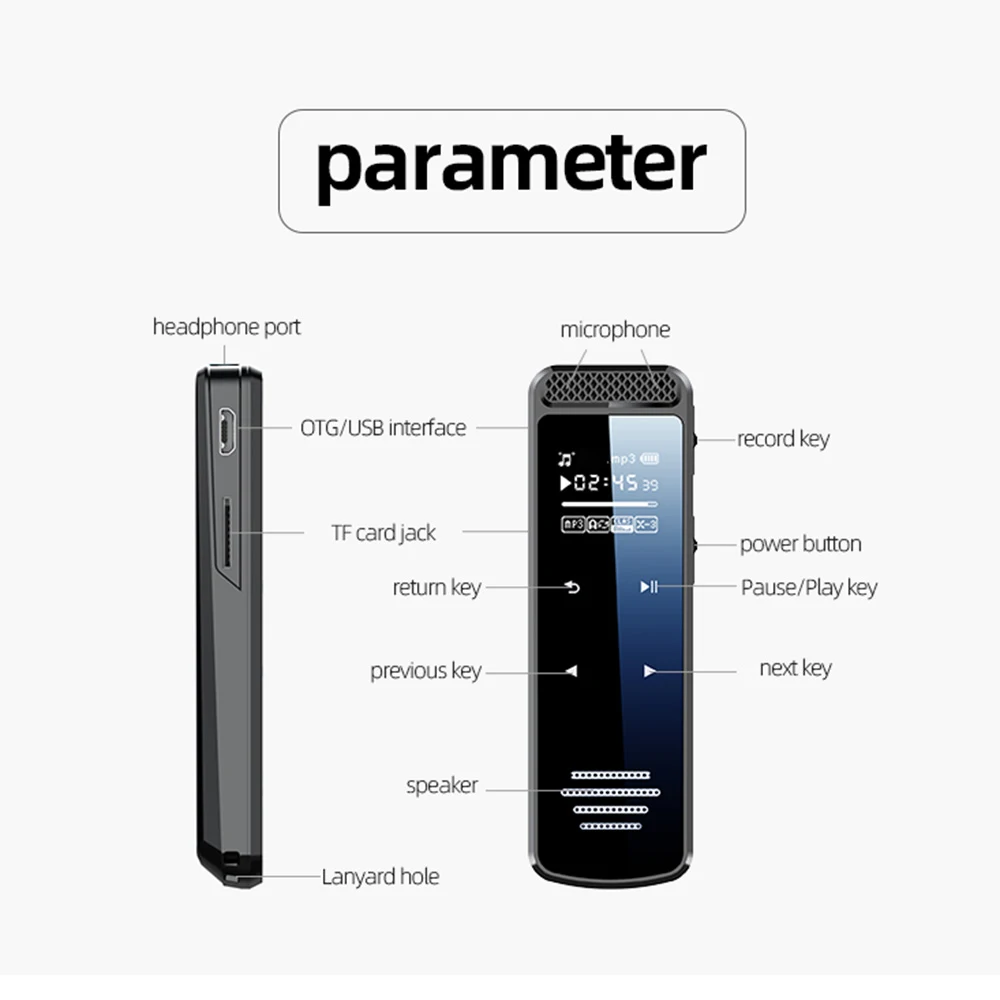 Rausch unterdrückung tragbarer digitaler Sprach rekorder mit aktiviertem Diktiergerät für Diktiergeräte Audio aufzeichnung geräusche reduzieren den MP3-Player