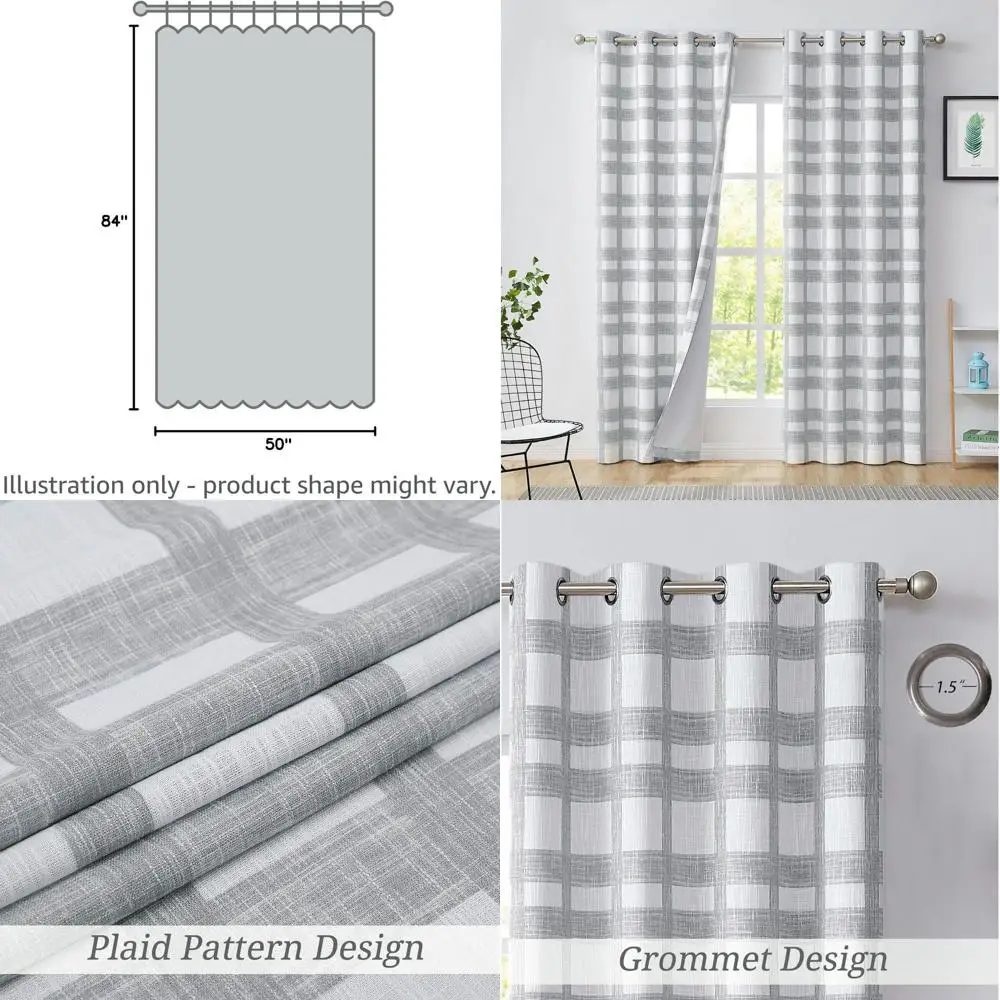 

Светло-серые 50x84 энергосберегающие плотные шторы тройного плетения с люверсами для спальни в деревенском стиле в фермерском стиле