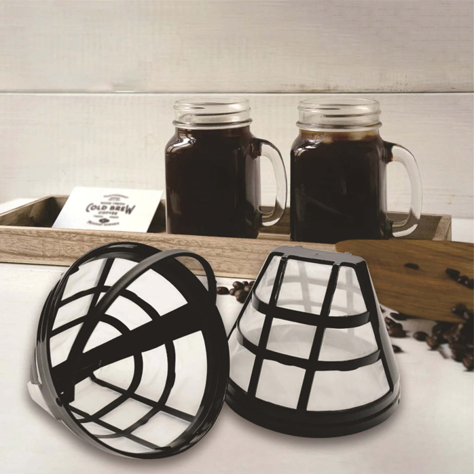Coffee Filter Nylon Reusable Mesh Strainer with Handle for Brewing Machine Tea Infuser Washable Kitchen Tool Durable