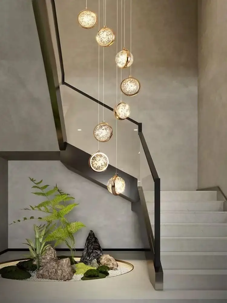

Minimalist Design Glass Magic bean Transparent chandelier,lustre ceiling for Duplex staircase living room Dimmable Indoor light
