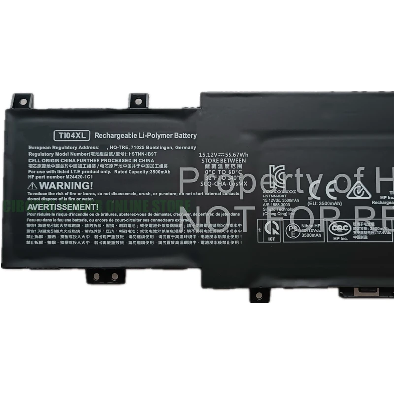 CP Genuine Laptop Battery TI04XL 15.12V/55.67Wh/3500mAh For Envy 17M M24420-1D1 M24563-005 HSTNN-IB9T Notebook