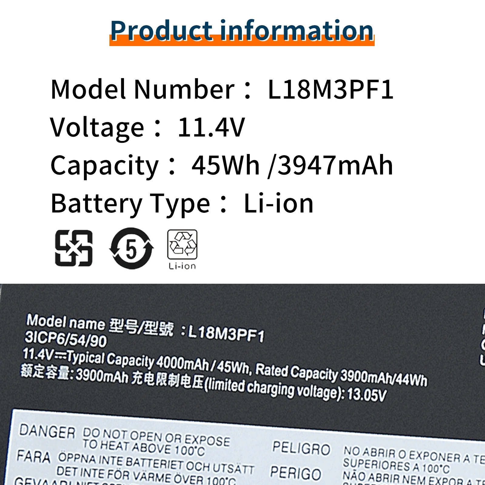L18M3PF1 L18C3PF1 For Lenovo Ideapad L340 Gaming L340-15IRH L340-17IRH Laptop Battery 5B10T04975 5B10T04976 11.4V 45Wh 4000mAh - Image 5