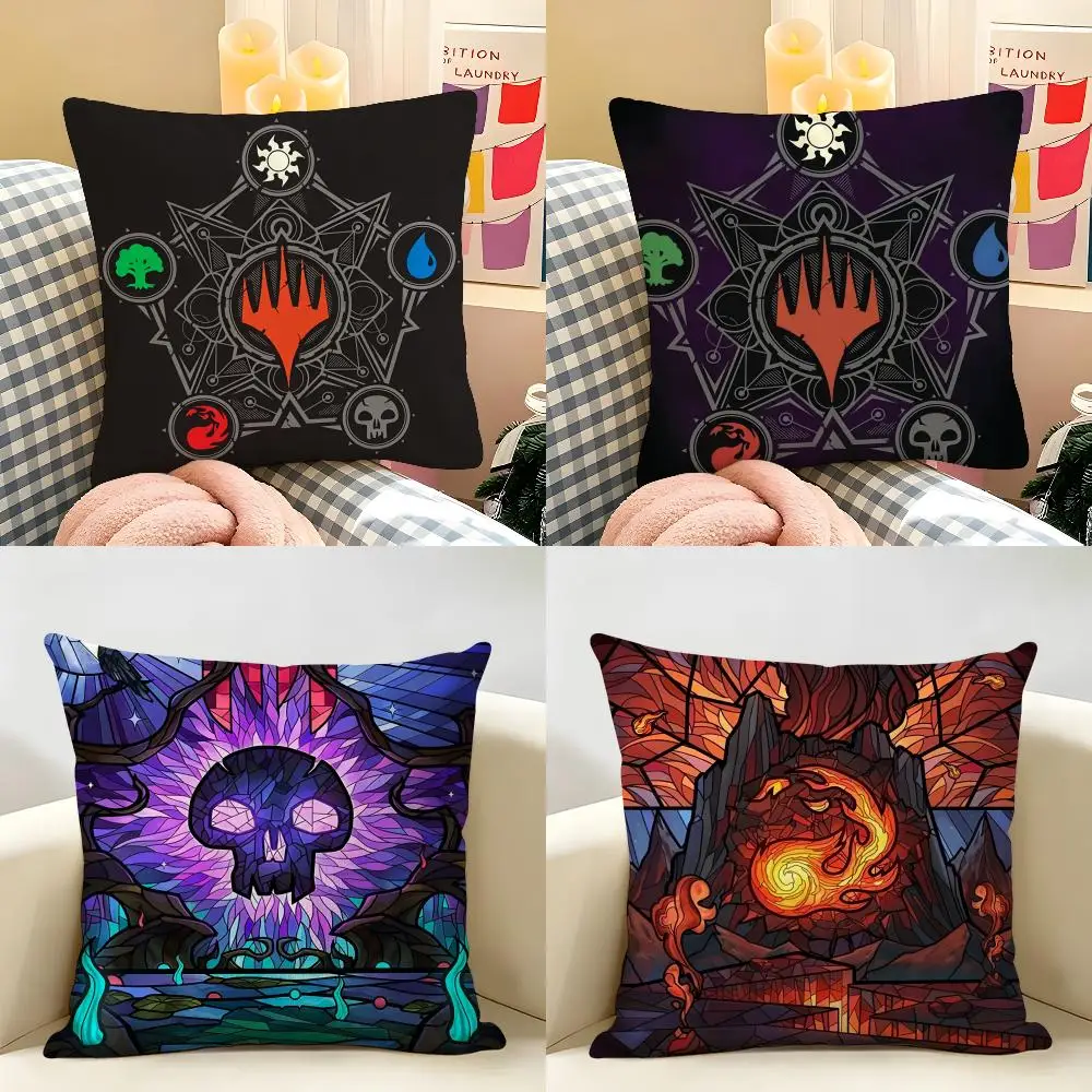 M-Magic G-Gathering M-MTG Cushion Cover Natural Linen Organic Fabric Double-Sided Printing Room Sofa Decor Pillow Case