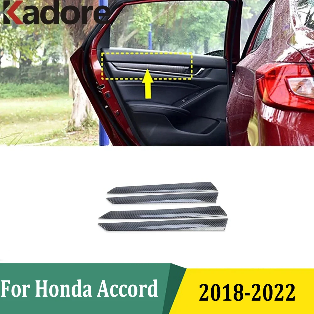

Для Honda Accord 2018 2019 2020 2021 2022 10th углеродное волокно, внутренняя дверная полоса, накладка, наклейки, автомобильные аксессуары