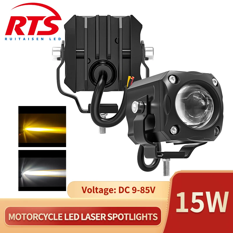 

DC9-85V Motorcycle Spotlight Dual Color Head Lamp 15W High Low Beam Headlight luces led para moto Scooter ATV Car Offroad Pickup