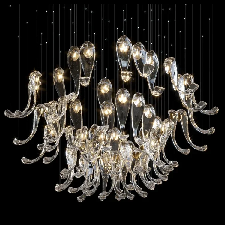 Custom Modern LED  Light for Hotel Lobby Villa or Staircase Copper  with Oval Shape Decorative Project