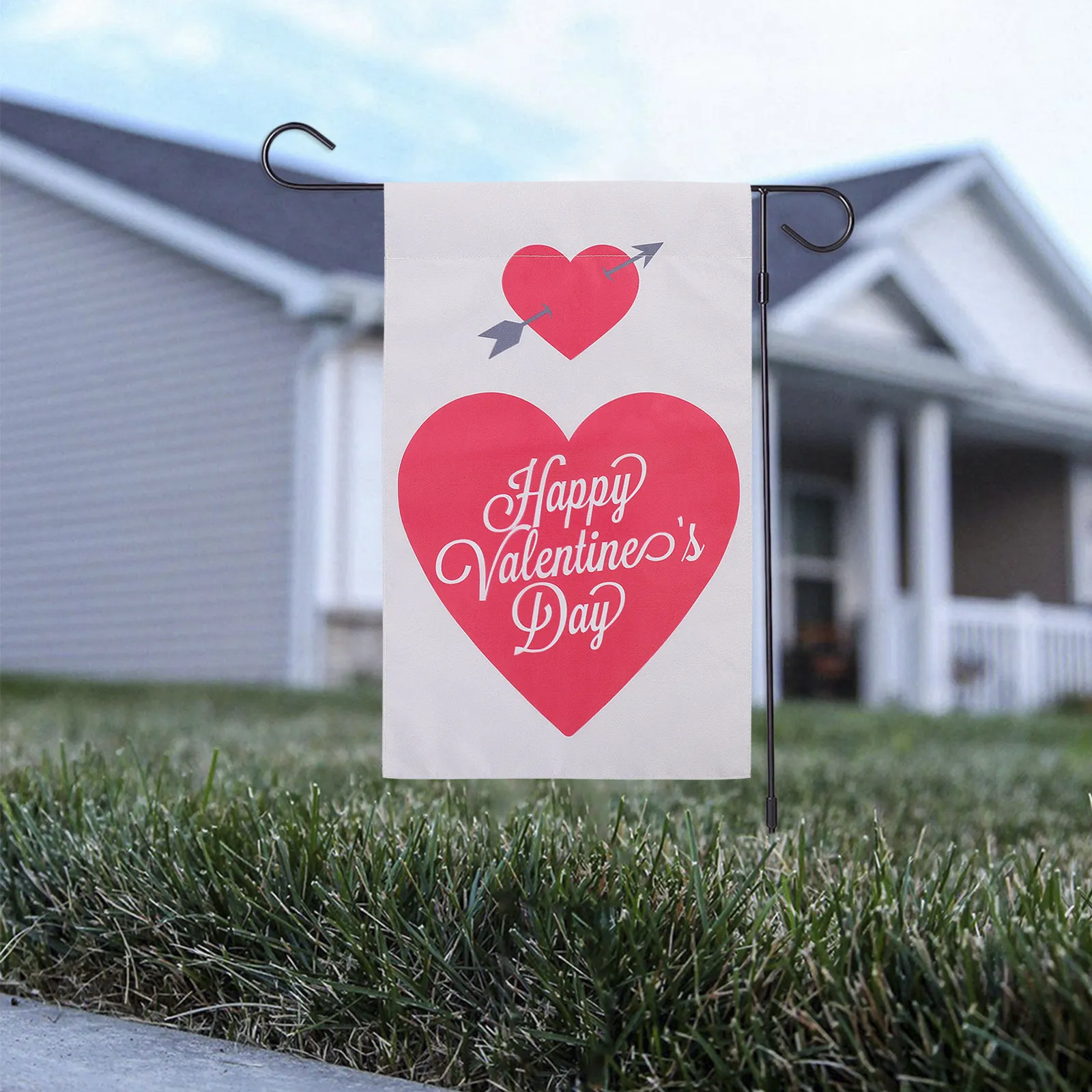 

Флаг для сада ко Дню святого Валентина, полиэстеровый, двусторонний, с дизайном гномов, для улицы, для праздничной вечеринки, украшение для сада