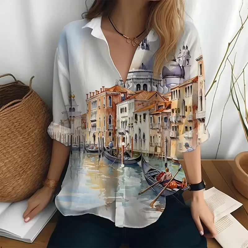 Chemises décontractées à manches longues imprimées en 3D pour la maison, chemise de rue ample, chemise à revers boutonnée, vêtements de mode, automne, nouveau