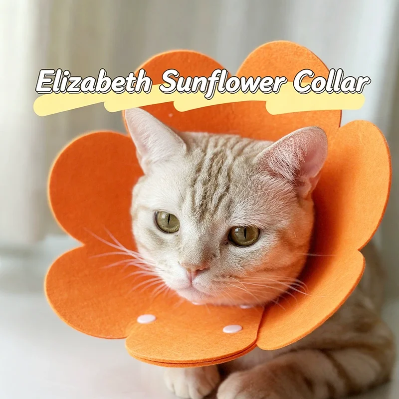 Lightweight Felt Elizabethan Collar Adjustable Anti Lick Headgear For Dog Cat Postoperative Recovery Wound Protection Pet Cone C