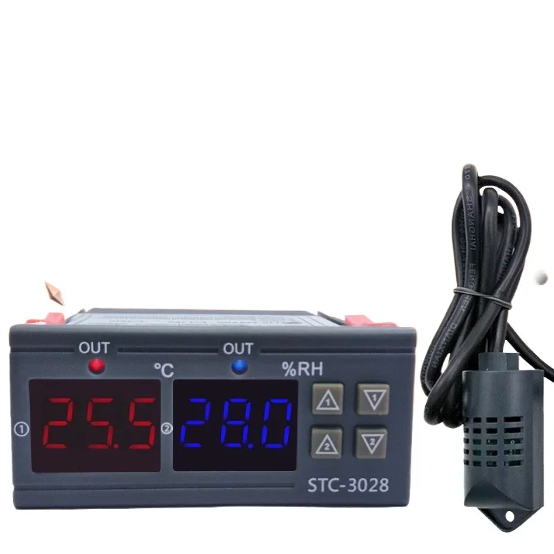 STC- 3028 Dual Digital Temperature Controller Hygrometer C/F Thermostat Two Relay Output AC 110V 220V DC 12V 24V 10A
