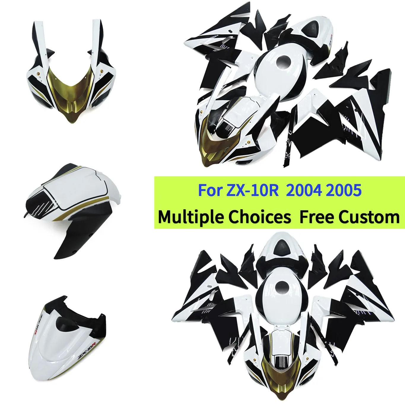 

Комплект полного обвеса из АБС-пластика для Kawasaki Ninja ZX-10R 2004-2005: литые детали кузова с крышкой бака