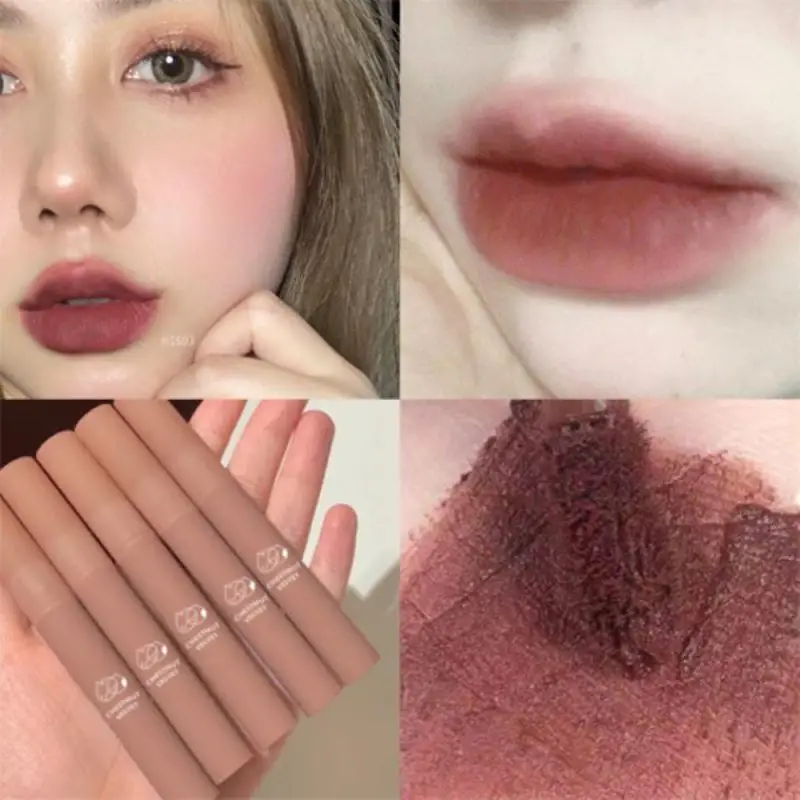 12Colors Matte Lip Gloss Chestnut Velvet Liquid Lipstick Waterproof Long Lasting Women Lip Tint Lip Glaze Korea Lips Cosmetics