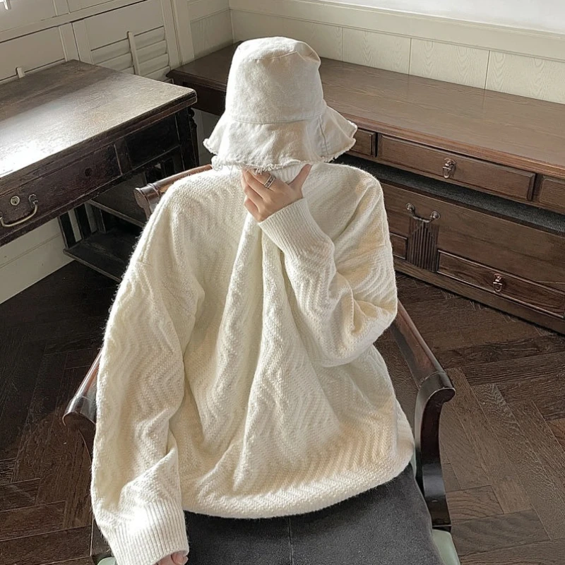 

Пуловеры мужские из плотного тканого кашемира, свободная уличная одежда, корейский модный трикотаж, однотонный мужской вязаный свитер в стиле Y2k