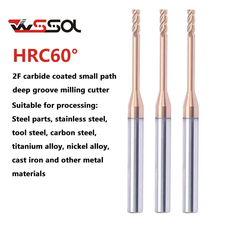 

HRC60 cemented carbide coated small path deep groove milling cutter Tungsten steel micro long neck milling cutter