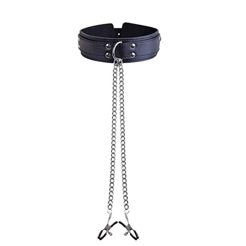BDSM Bondage Accessory Punk Neck Choker Collar With Chain Nipple Clamp Breast Clip Adult Women Erotic Roleplay Toy 18+ view 4
