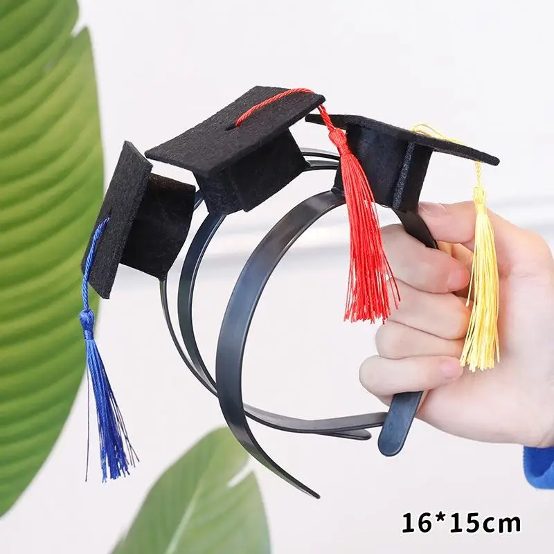 Hot！2Pcs Graduation Tassel Hat Mini Doctoral Cap Clip Headband Graduation Hat Party Stereoscopic Headdress Graduation Hair Decor view 4