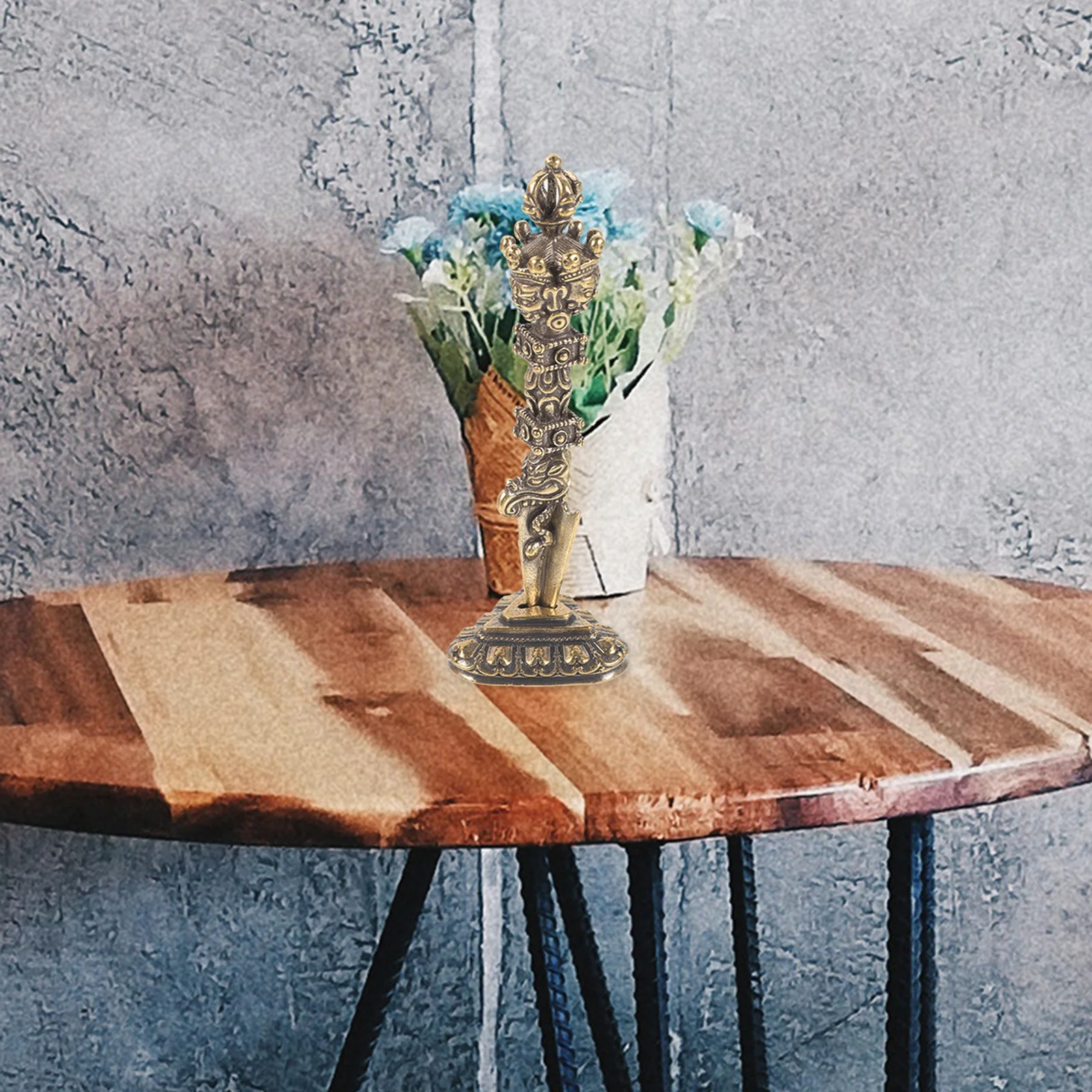 

Vajra Pestle Statue Copper Metal Craft Home Decor Tibetan Decoration Living Room Office Study Table Ornament