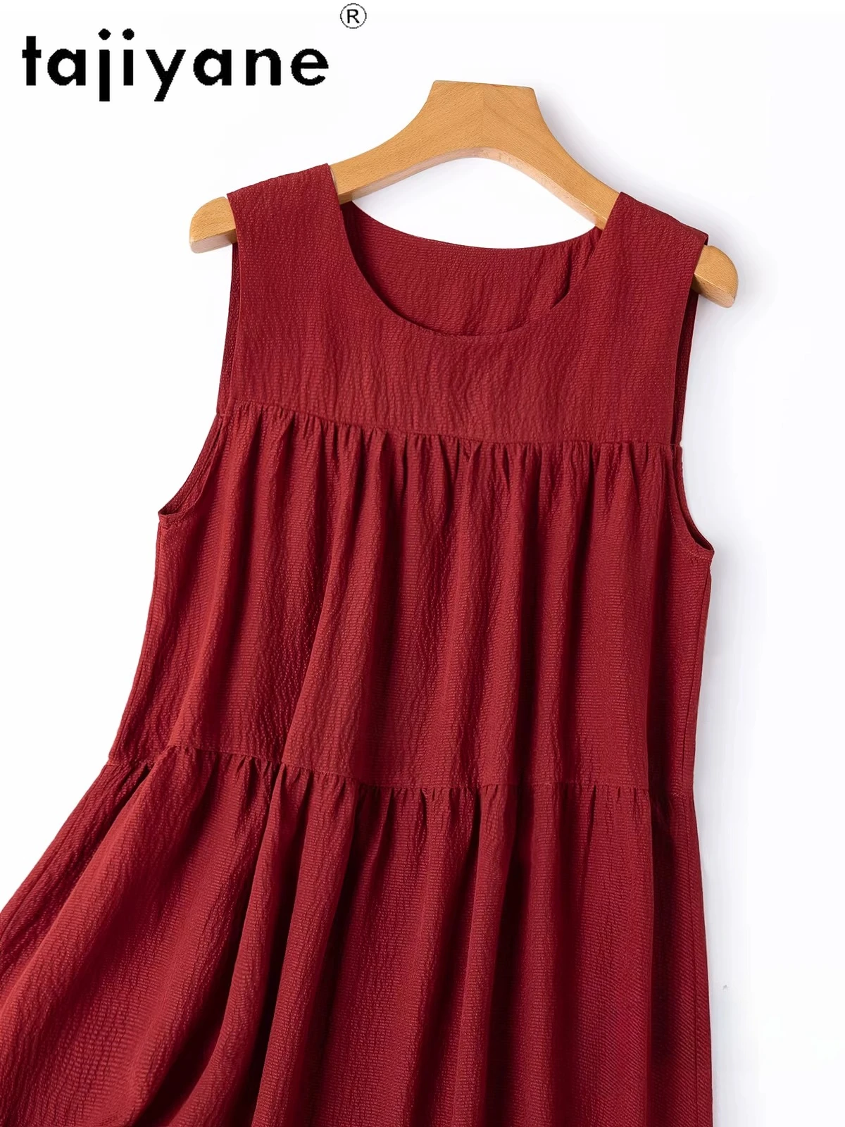 

TAJIYANE 100% Natural Mulberry Silk Long Dresses Woman Summer Vacation Red Tank Dress Vacation Frocks Ladies Clothes 2026 платье