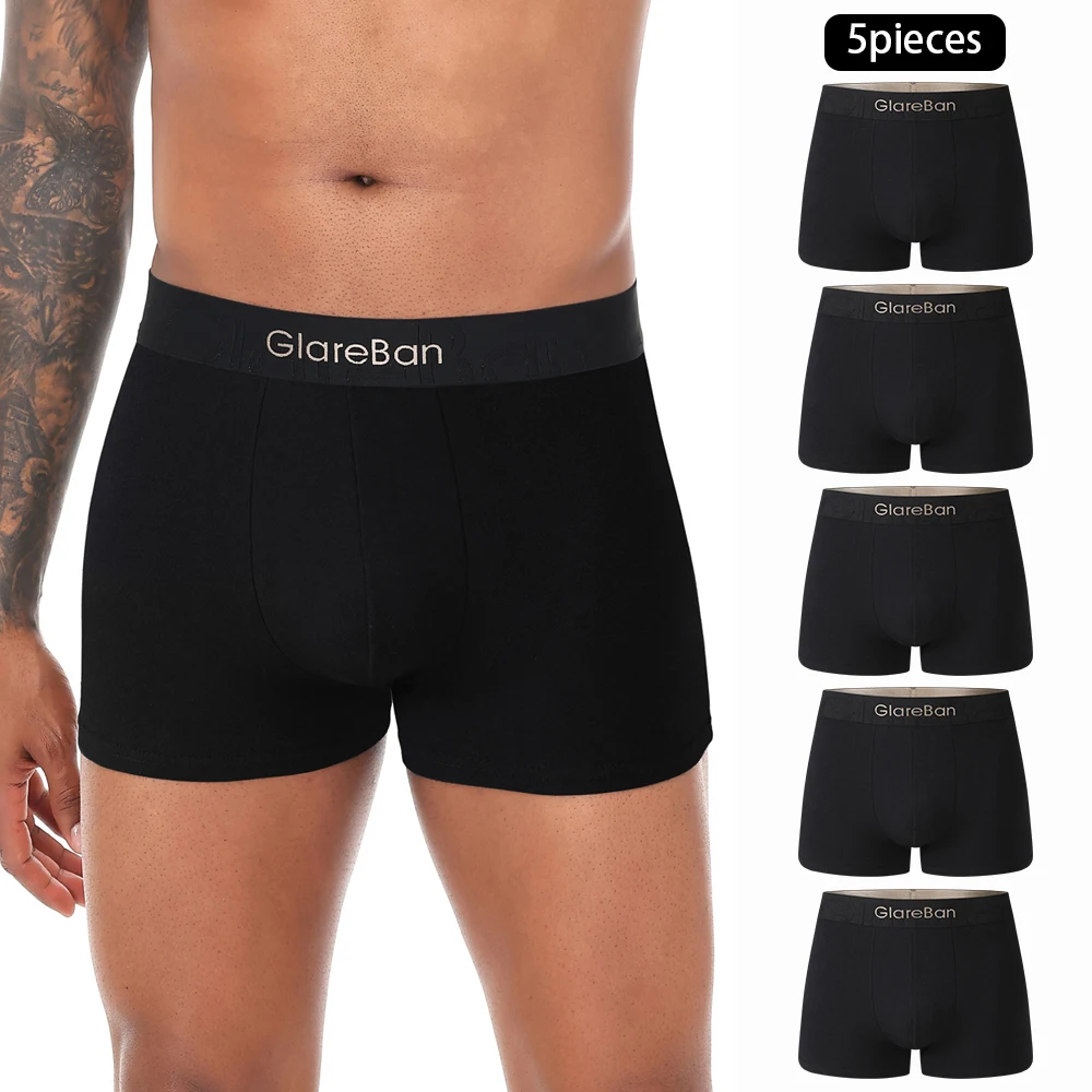 Confezione da 5 pezzi Boxer in cotone di marca di lusso in oro nero Intimo da uomo Mutande maschili morbide per uomo Slip Boxer Sport So