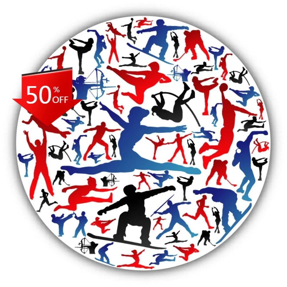 

Sport Silhouettes Circle Composition Funny Car Laptop Window Bumper Waterproof Vinyl Decal Decoration Cute Unique Aesthetic