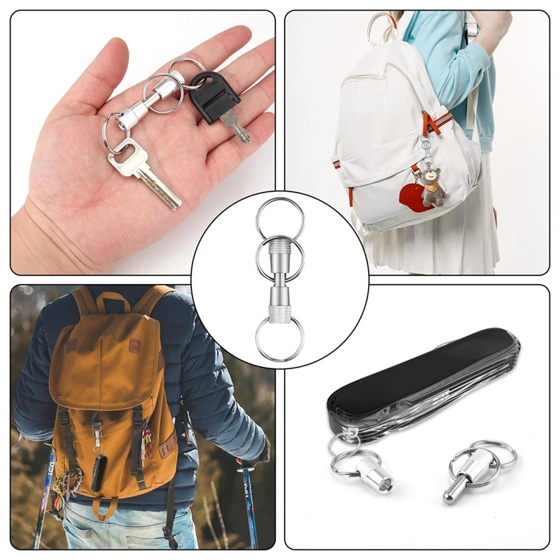 3-Way Quick Release Keychain Detachable Key Rings Pull Apart Separate Quick Disconnect Release Convenient Accessory 6Pcs