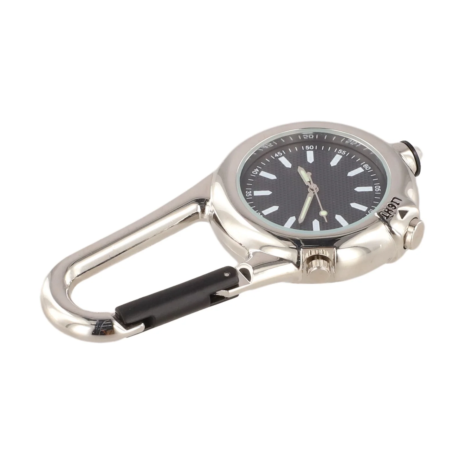 Multifunctional Metal Carabiner Watch with Luminous Hands and LED Flashlight for Outdoor Adventures and Emergencies